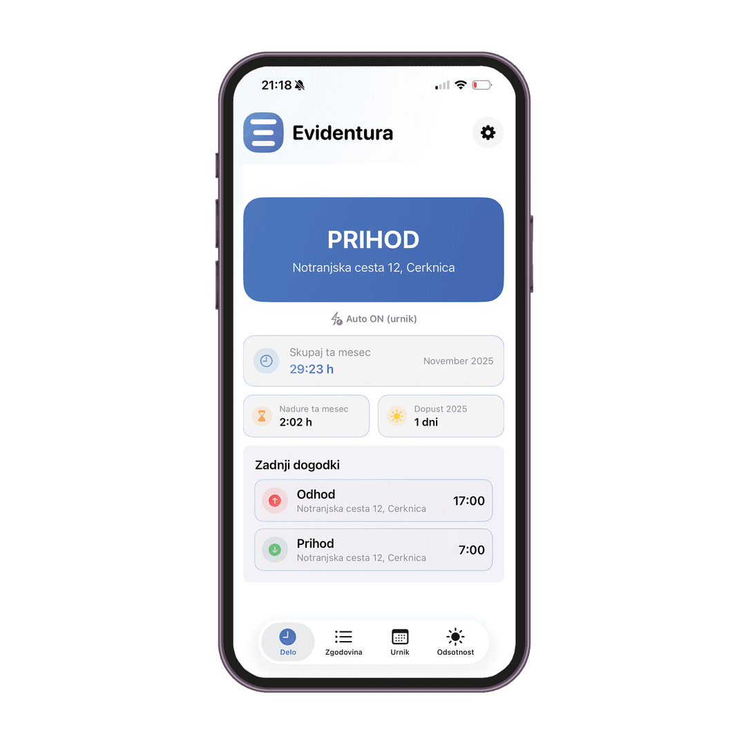 Mobilna aplikacija Evidentura